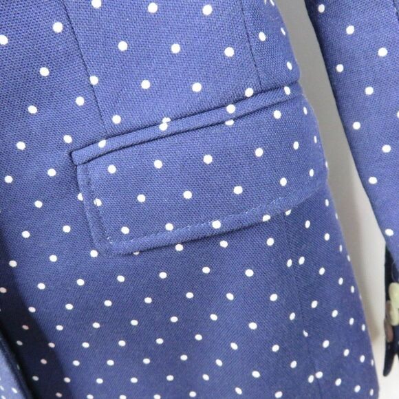 Banana Republic Blazer Womens 2 Petite Blue Polka Dot Cotton Blend Jacket Suit - Picture 6 of 12
